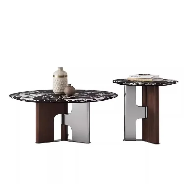 

ls 51 Italian marble coffee table living room home light luxury modern small apartment round combination high-end