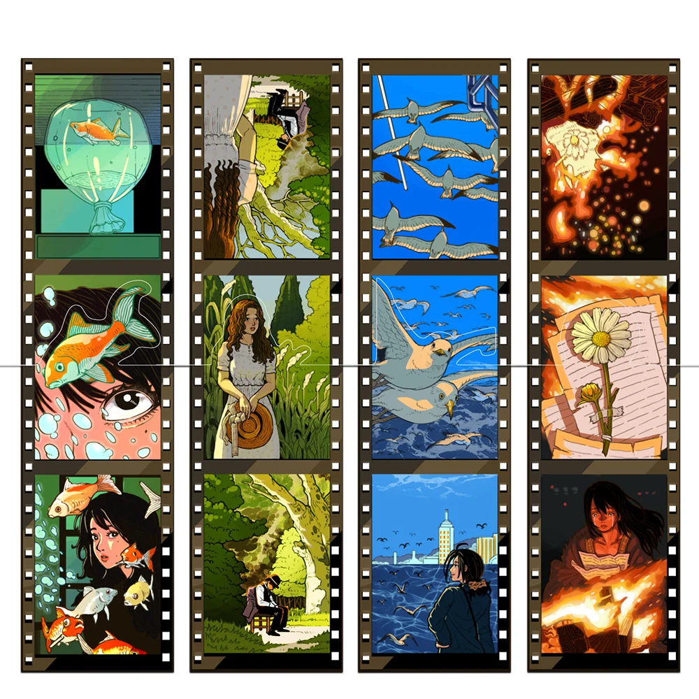 4 قطع من قصص الأفلام الكرتونية الصور الظلية المرجعية المغناطيسية الإبداعية قراءة كتاب بمناسبة الثلاجة الديكور القرطاسية