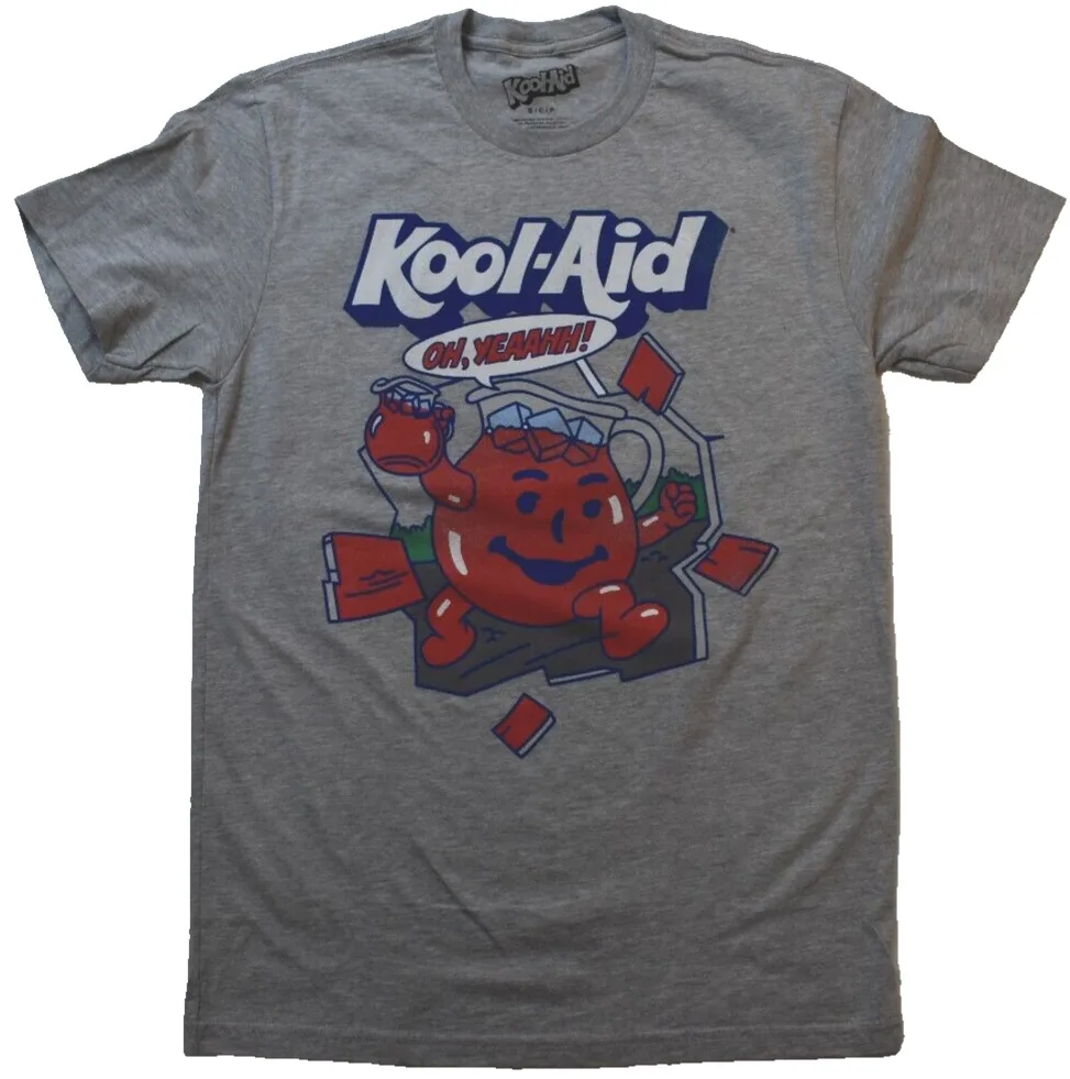 Kool Aid Mens Oh Yeah T Shirt Drink Mix Man Gray New M L