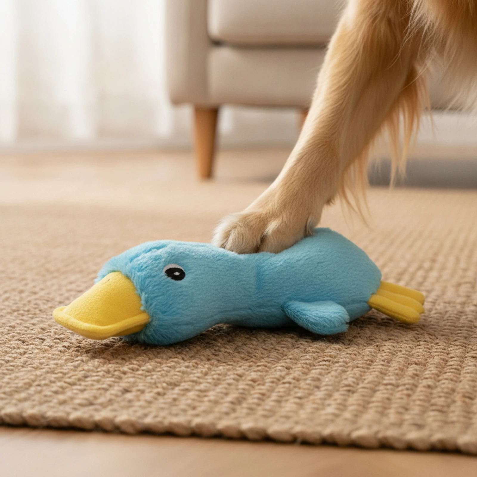 Brinquedo Macio para Cães com Apito, Brinquedo Seguro para Animais de Estimação com Apito, Pato de Pelúcia Macio e Envolvente, Lavável na Máquina para Cães