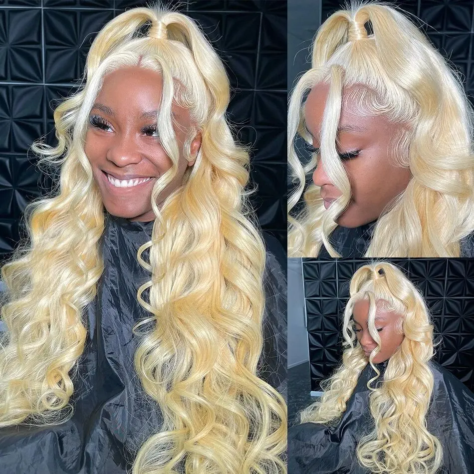 Rosabeauty  5X5 Glueless 13X4 Frontal 250 Density 40 Inch Wig 13x6 Blonde 613 HD Body Wave Lace Front Human Hair Wigs