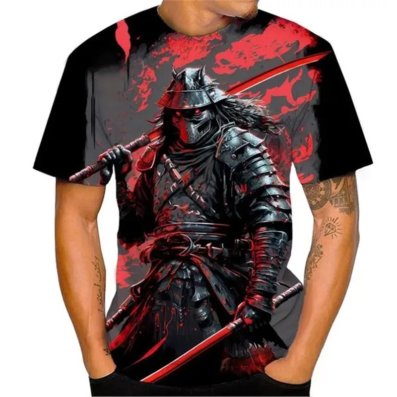 New T-Shirts Japanese Samurai 3D Printed Men Women Fashion Streetwear Oversized Short Sleeve T Shirt Male Tees Tops Man Clothing
