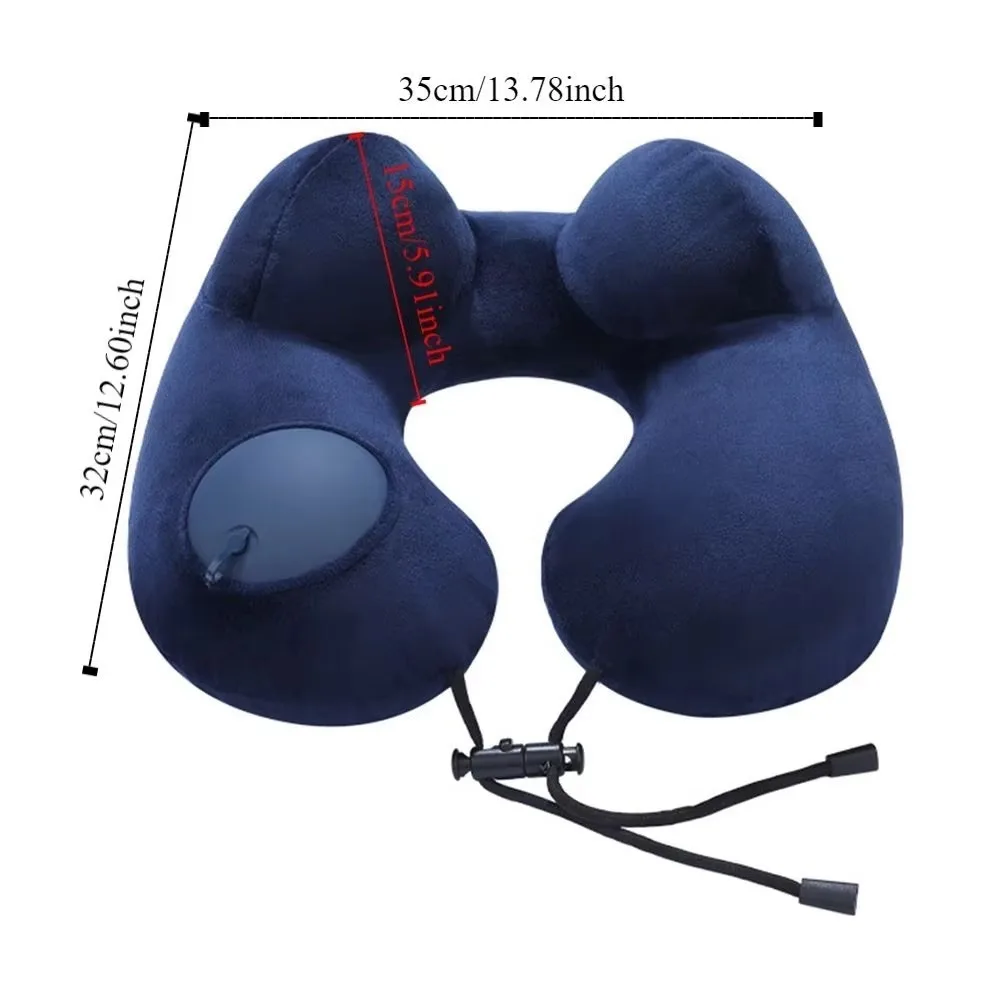 Travesseiro portátil em forma de U, design de corcunda dupla, travesseiro de pescoço inflável, travesseiro de viagem ergonômico