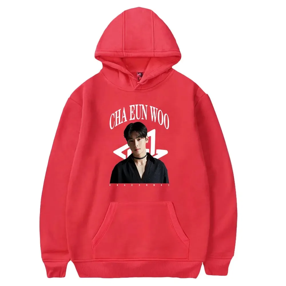 Cha Eun Woo Hoodie para homens e mulheres, pulôver de manga comprida, moletons unissex, streetwear casual, roupas da moda 2024