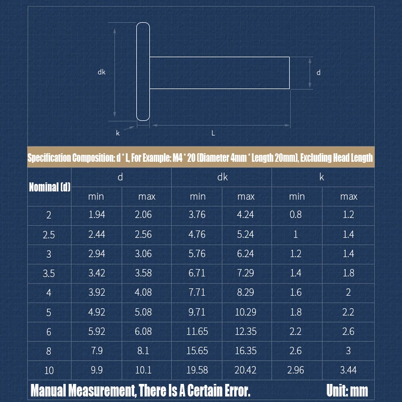 20PCS M2 M 2,5 M3 M4 Länge 3mm-40mm Knock Typ Rot Kupfer Flache Runde Kopf niet Solide Rivet Solide Schaft Rohr Niet