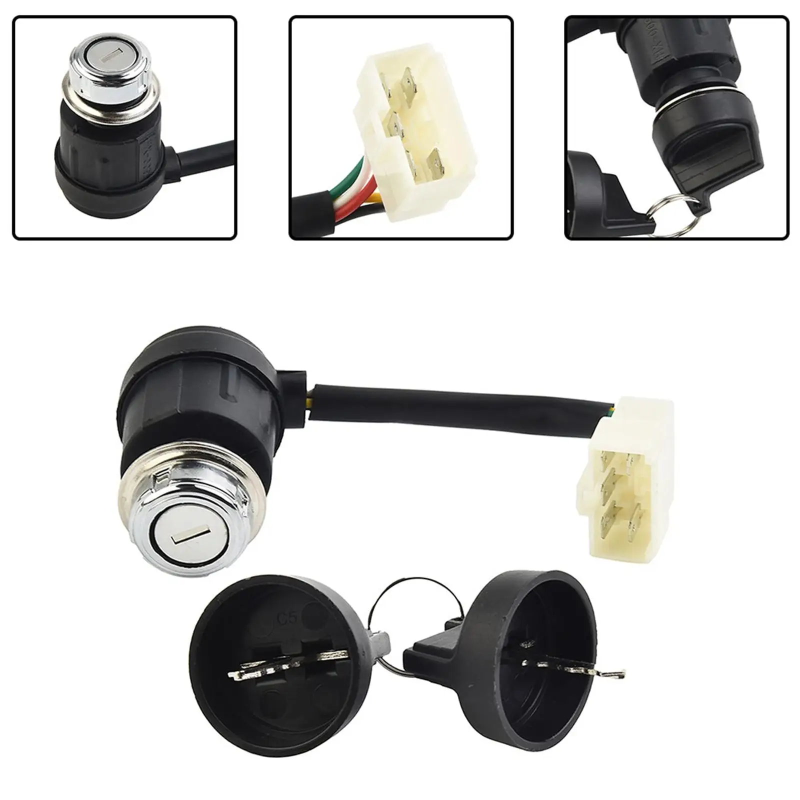 

Комплект замков зажигания на 5 проводов: надежный металлический/пластиковый замок зажигания для мотоциклов, трехколесных го-картов, квадроциклов, трайков, багги