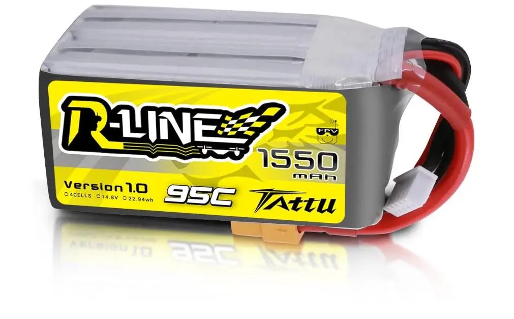 

ACE TATTU R-Line 1.0 14.8V 1550mah 4S 95C Lipo Battery with XT60 Plug for RC Car Boat Truck Heli Airplane