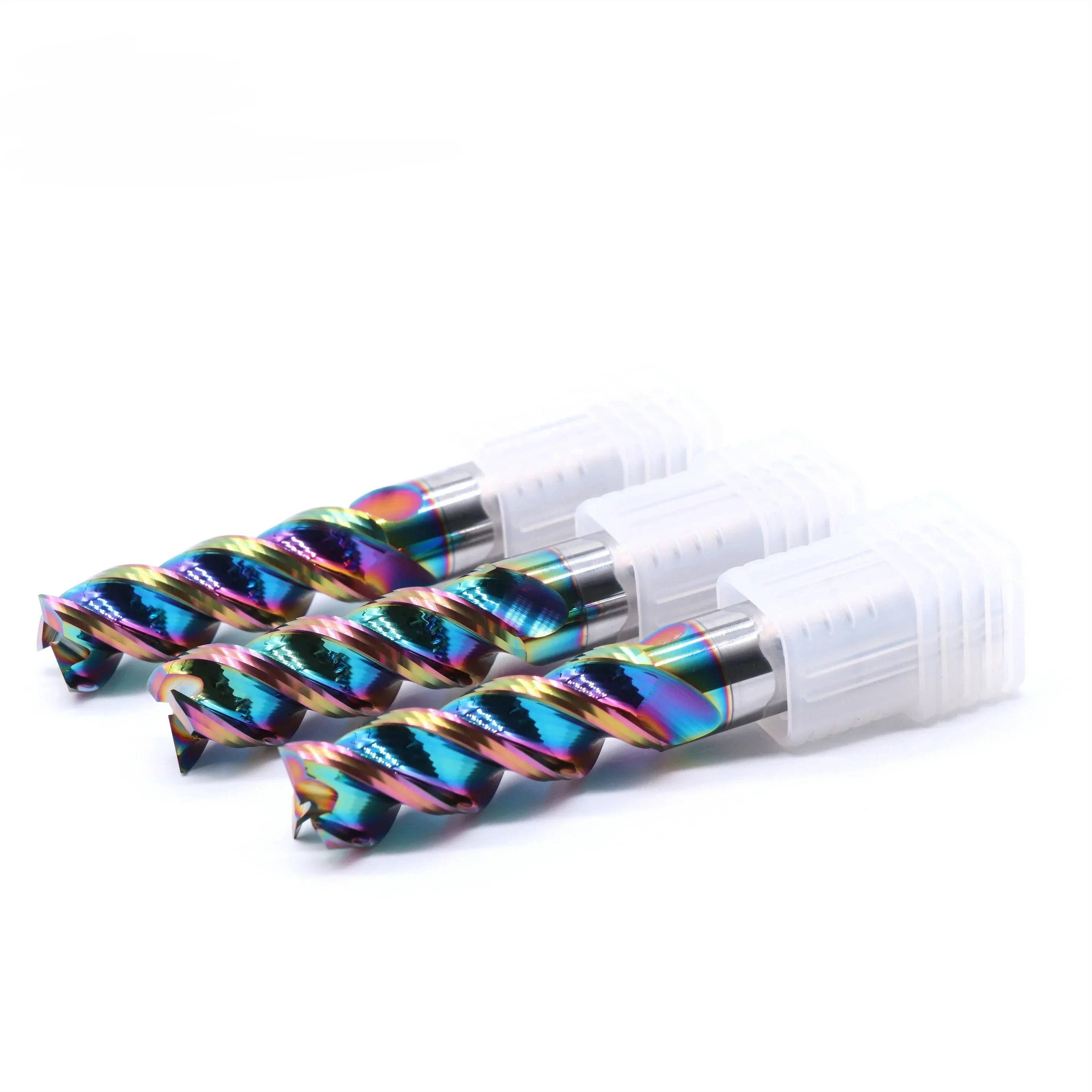 UNT Freze 3 flautas fresas de extremo plano brocas de rebajadora CNC herramientas de corte de fresado carburo sólido recubierto de TAC para fresa de aluminio