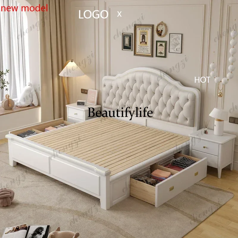 

M138 Wood Modern Bed Frame Waterproof Large Headboards Bases Double Bed Frames Full Size Camas Matrimoniales Furniture