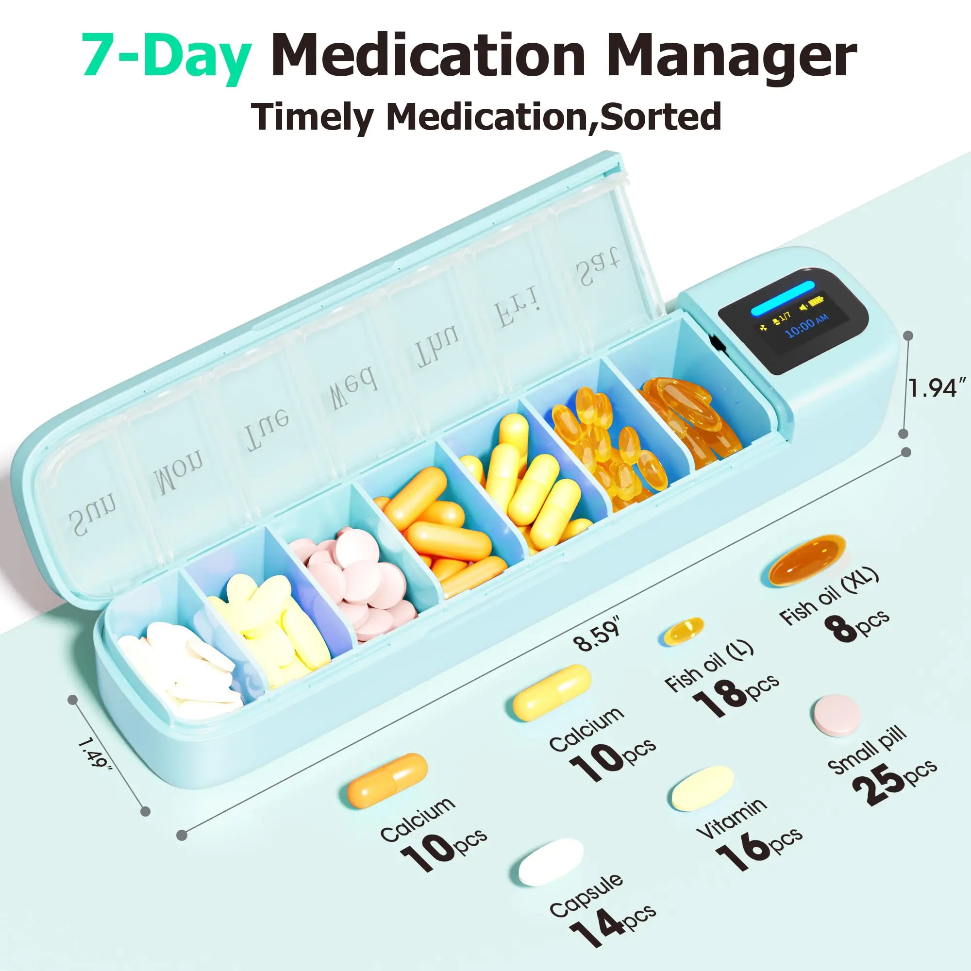 Smart APP Controlled Pill Reminder Daviky Automatic Pill Dispenser 7 Day AM PM Weekly Organizer with Alarm Clock Portable Travel