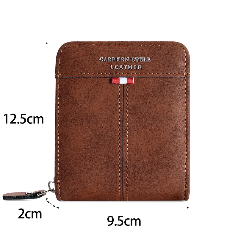 محفظة رجالية عتيقة - حافظة بحامل للعملات المعدنية والبطاقات بسحاب، طراز صغير قصير متعدد الوظائف مع تصميم مدمج أنيق المحفظة #4