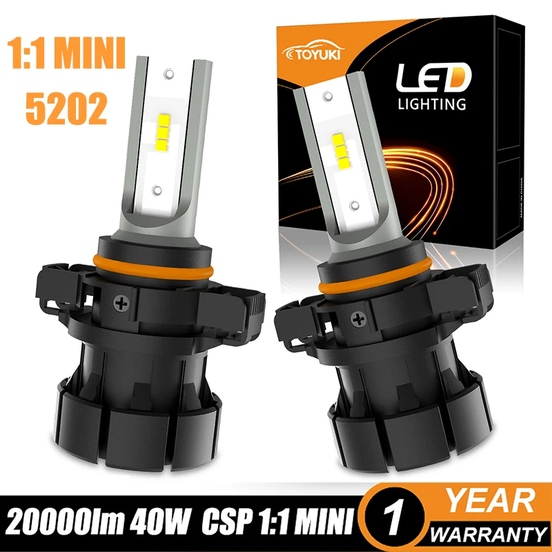 

TOYUKI 2Pcs 5202 LED Fog Light Bulbs PS24W Csp 20000lm for Headlight Bulb DRL Car Auto Mini Leds Driving Light 6000K White 12V