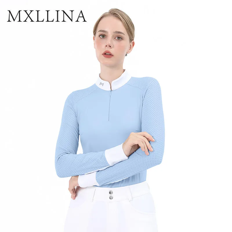 MXLLINA Sunscreen Equestrian Long-Sleeved Women's Dress Shirt Quick-Drying Breathable Riding Clothing Spring/Summer