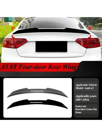 아우디 A5 S5 8T 스포트백 2007-2016 루프 스포일러 진짜 카본 파이버 스타일 글로스 블랙 OEM 직접 장착 ABS 소재 에어로 업그레이드