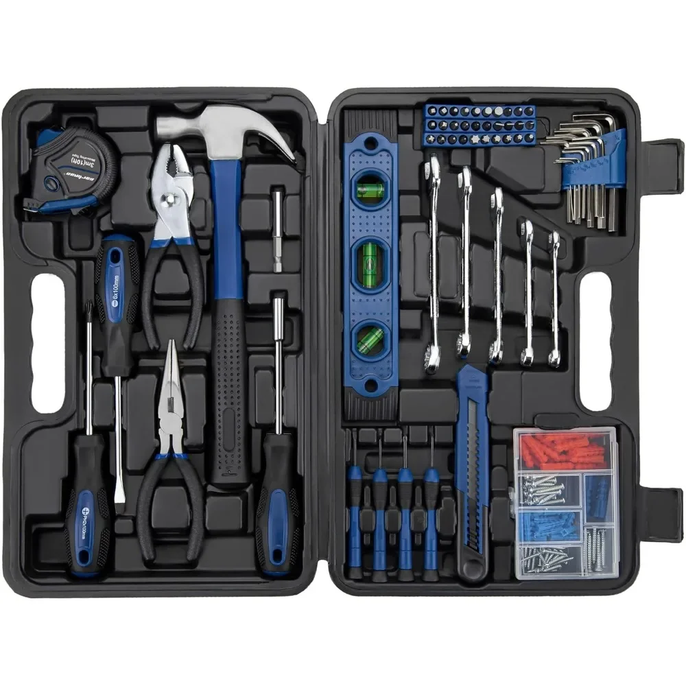 

Tool Set General Hand Tool Kit with Plastic Toolbox Storage Case Automotive Wrench Sets