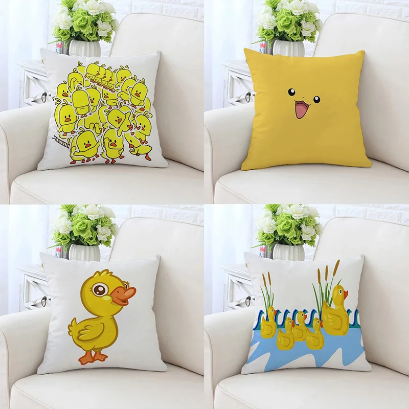 Little Yellow Duck Pattern Pillowcase Car Ornaments Office Living Room Sofa Home Pillowcase