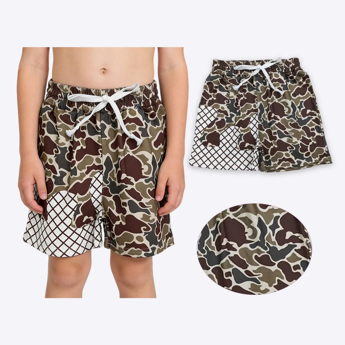 

Hot Sale Kids Baby Boys Brown Camo Drip Team Shorts Bottom Southern Spring Summer Shorts Boutique Children Clothing Wholesale