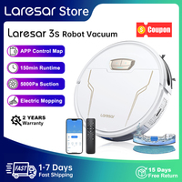 Laresar 3S Robot Vacuum Cleaner Mop, 5000Pa Cordless APP Control Smart Planned Electric Washing for Home Floor Carpet Cleaning