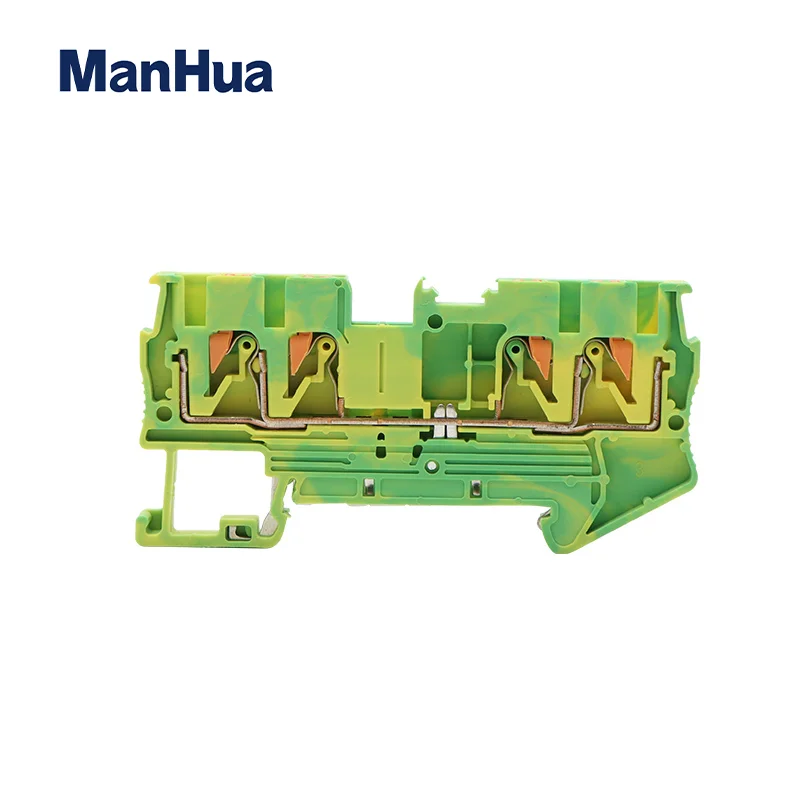 ManHua 10Pcs Din Rail Ground Terminal Blocks PT2.5-QU-PE Spring Feed Through Connection Ground Terminal Block Wire Conductor