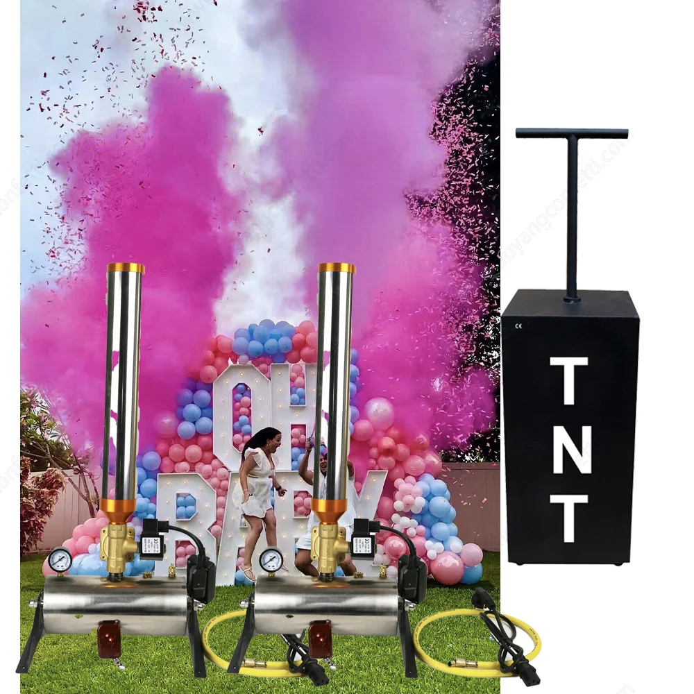 Boy or Girl Pink Blue Electronic Remote Control Gender Reveal Smoke Machine Baby Shower Powder Party Prop Color Confetti Cannon