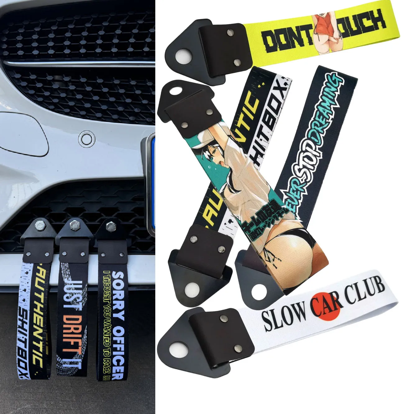 Jdm estilo de corrida carro motocicleta pingente reboque cinta cinto corda reboque fita reboque corda pára-choques reboque cinta acessórios do carro