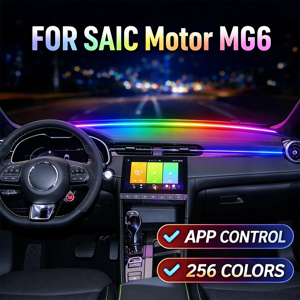 

Для SAIC Motor MG6 автомобильная декоративная световая полоса, красочная акриловая звукоизоляционная полоса для переднего лобового стекла, свет окружающей среды