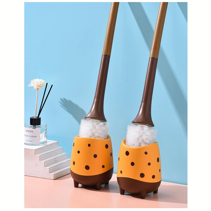 1set,Toilet brush,Cute Giraffe Toilet Brush with Soft PP Bristles,Non Dead Corner Soft Bristled Household Toilet Brush,for Bathr