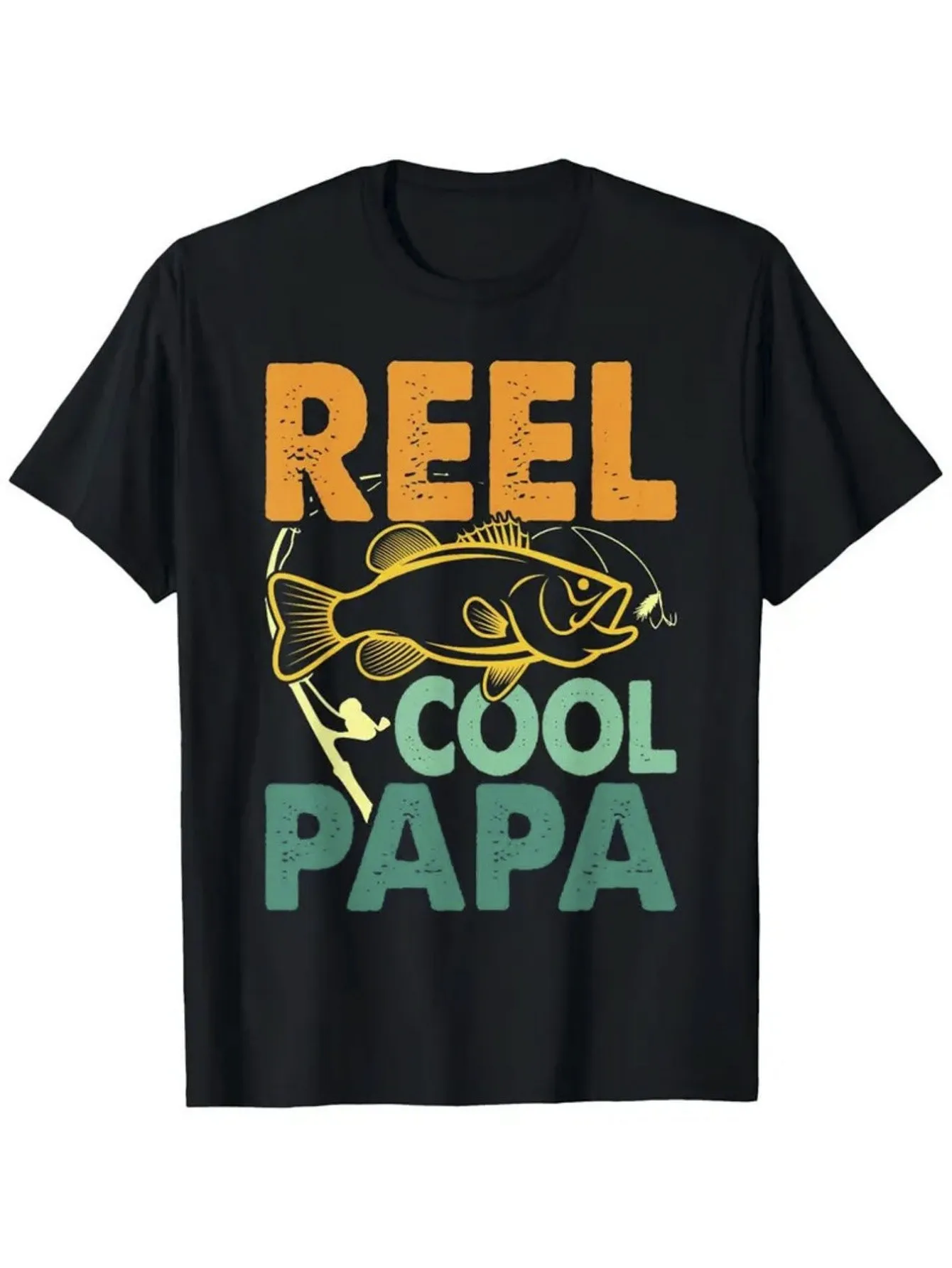 

Father's Day Humorous Fishing Dad Joke Scroll Cool Dad T-Shirt Print Classic Letter Pattern Pure Cotton Short Sleeve Gift for Dad Men's T-Shirt