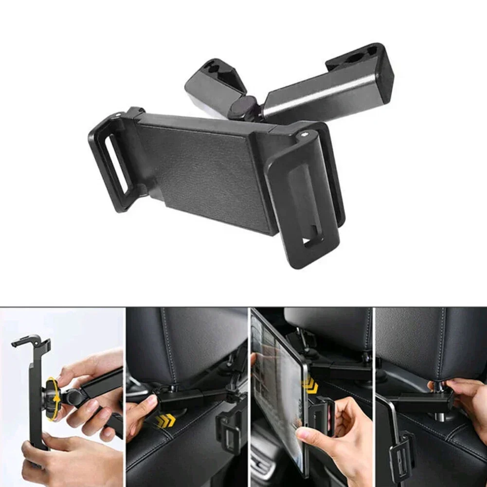 Car Back Seat Headrest Phone Holder Snap-on° Rotating Telescopic Tablet Stand For Phone Tablet 5-13 Inch