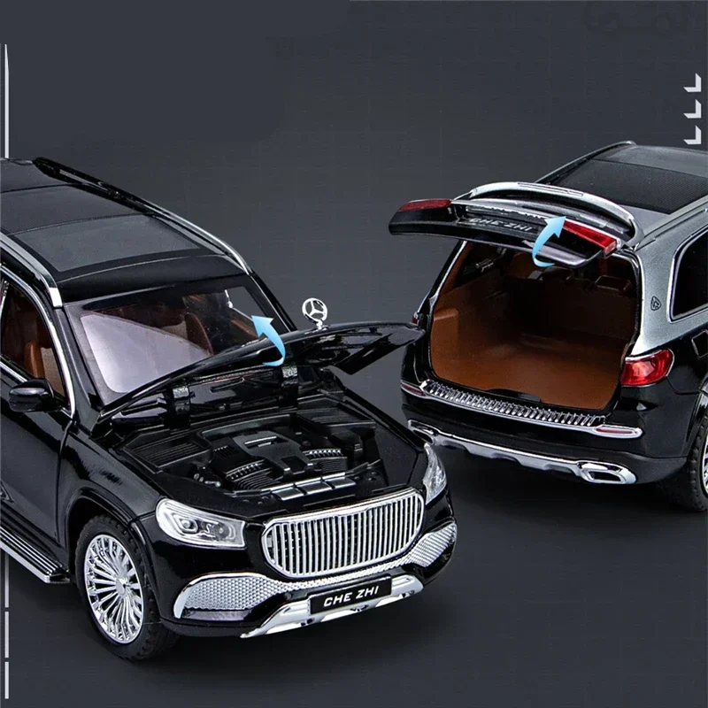 1:24 Maybach Gls Gls600 Gelegeerd Luxy Automodel Diecasts Metalen Speelgoedvoertuigen Auto Model Simulatie Geluid En Licht Kinderen Speelgoed Cadeau