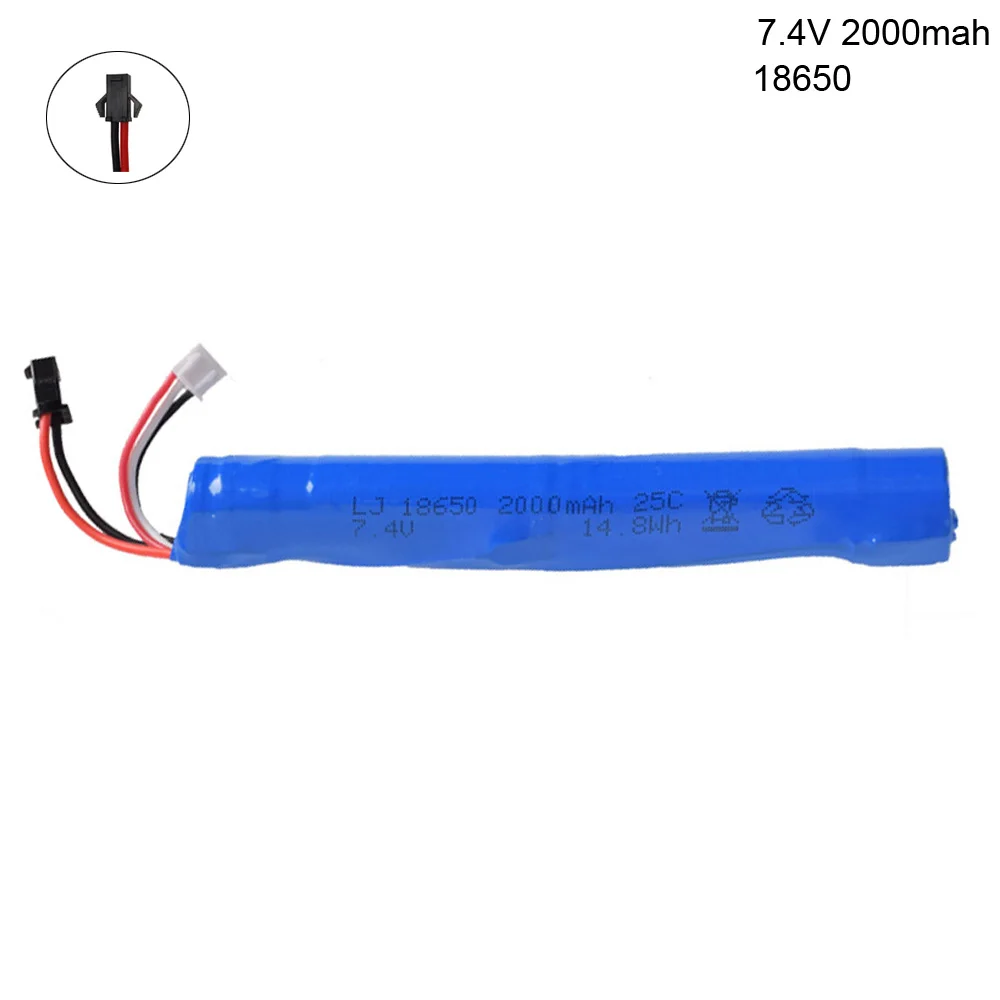 7.4 v 2000mah 18650 bateria lipo do pistoletu elektrycznego pistolet na wodę bateria SM wtyczka 7.4 V bateria o dużej pojemności pistolet zabawkowy