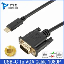 USB C TYPE-C To VGA Cable 1080P Type C To VGA Converter Adapter Cable for Laptop UHD External Video Projector 1.8m HD