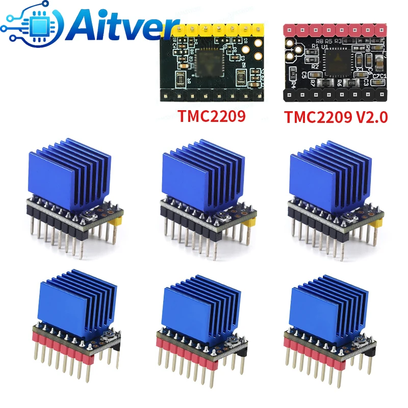 Módulo TMC2209 y módulo TMC2209 V2.0 con controlador de motor paso a paso disipador de calor 2A para impresora 3D subdivisión silenciosa 256