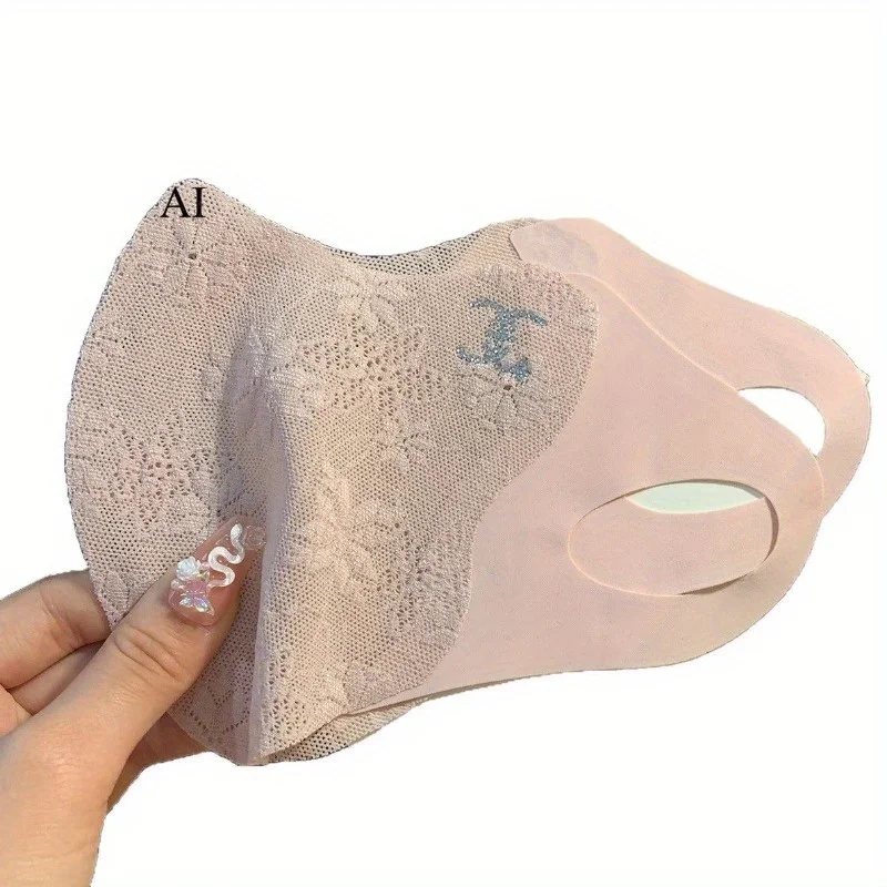 أزياء الدانتيل قناع واقية من الشمس المرأة قناع ركن العين مقاومة للأشعة فوق البنفسجية الحرير الجليد ثلاثي الأبعاد الوجه جيني رقيقة #5