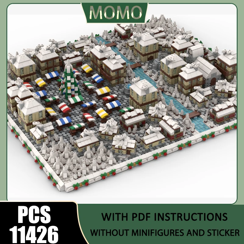 

City Street View Moc Building Bricks Micromodular Winter Village Model Technology Blocks Gifts Christmas Toys DIY Assembly