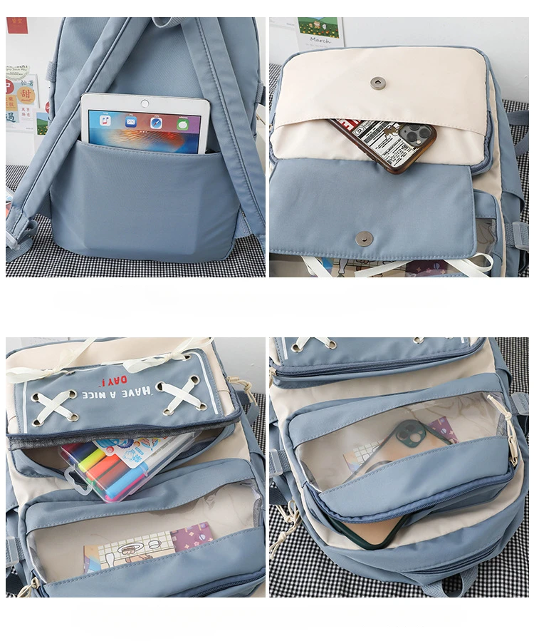 Korean Style School Backpack for Girls Cute Nylon Travel Backpack Women Kawaii Bags Rucksack Fashion Daypack