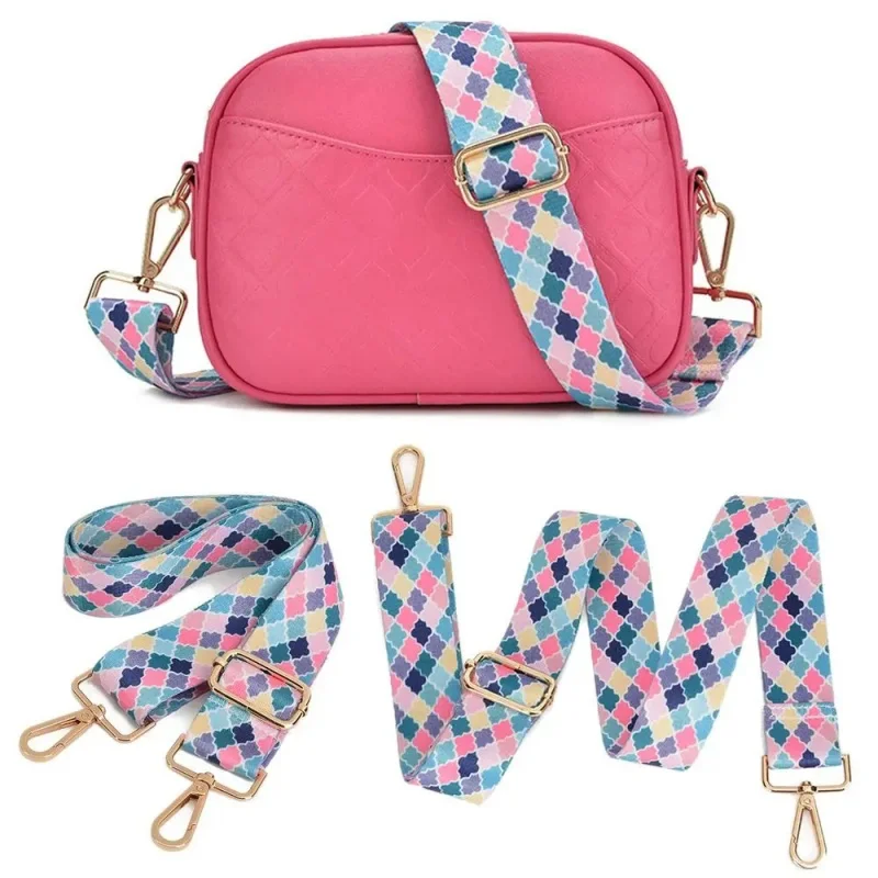 Colorful Flower Heat Transfer Printing Bag Strap Woman Purse Straps for Crossbody Messenger Shoulder Bag Accessories Adjustable