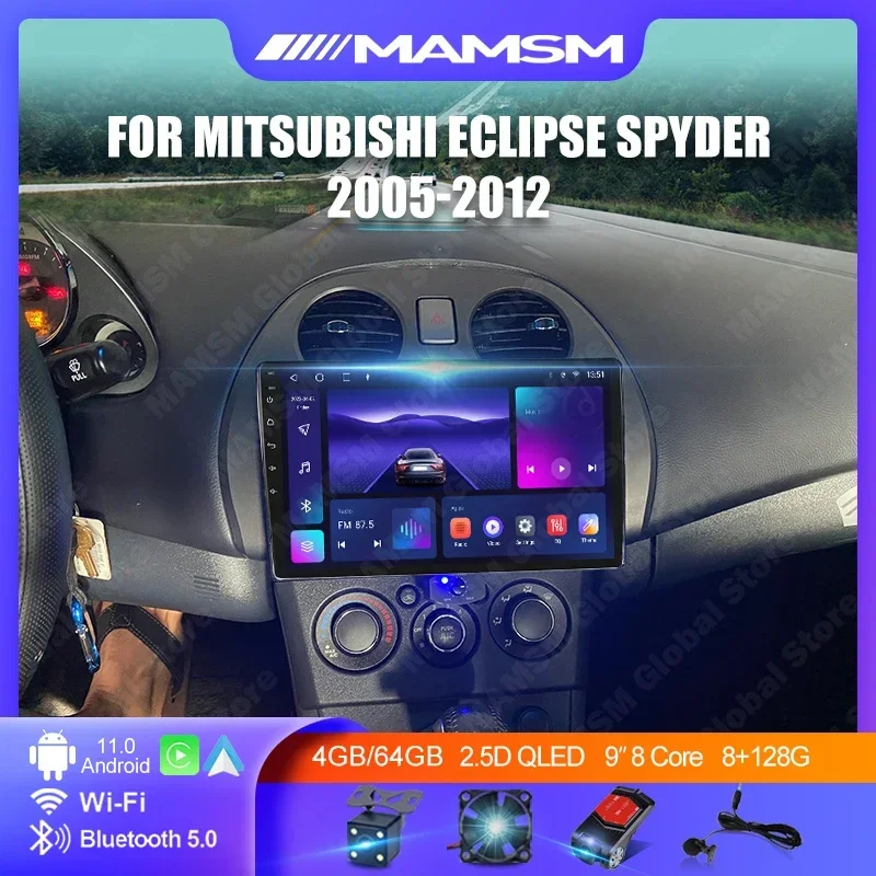 MAMSM Android 12 Radio de coche para Mitsubishi Eclipse Spyder 2005 - 2012 GPS RDS DSP reproductor Multimedia 2 Din DVD Video Carplay Auto