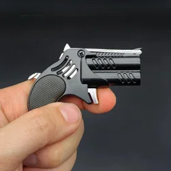 Kid Mini Folding Rubber Band Gun 6 Shot Leather Band Gun Alloy Model Pistol Collection Toy for Children Boy Gift Shot Keychain