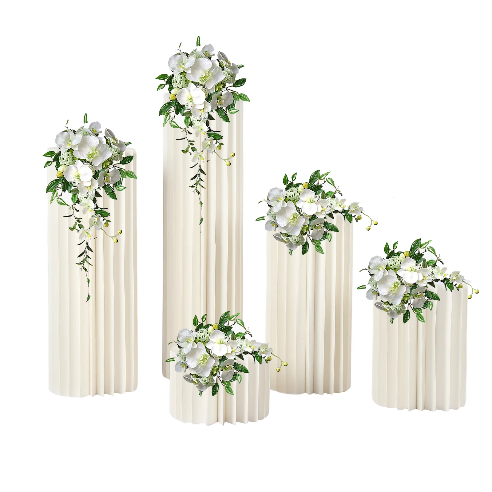 

5Pcs Cardboard Vases Foldable Cardboard Centerpiece Display Stand Wedding Decoration Table Cylinder Flower Stand