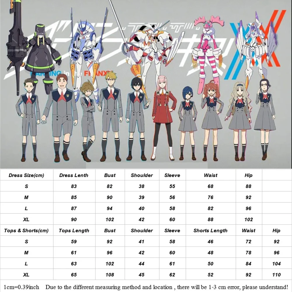 Anime DARLING in the FRANXX Cos HIRO ICHIGO KOKORO Grey School Uniform Cosplay Costume Dress Halloween Party Suit Outfit