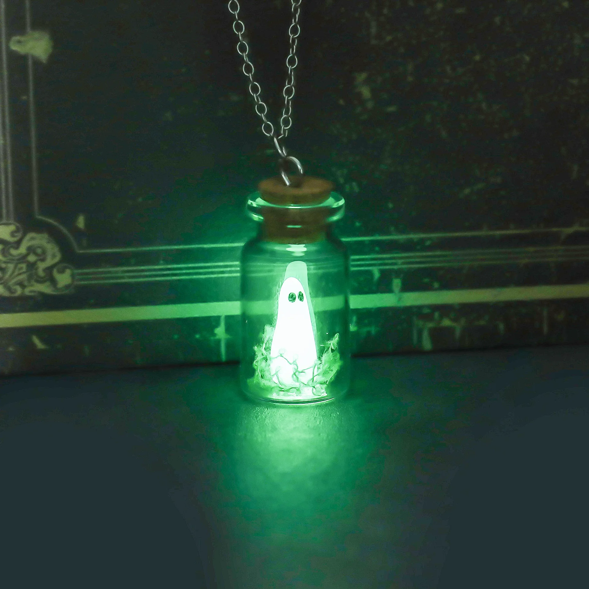 Halloween Adopt A Ghost Tiny Glow Earrings Cute Drifting Bottle Blue Green Luminous Ghost Drop Earrings Day of The Dead Jewelry