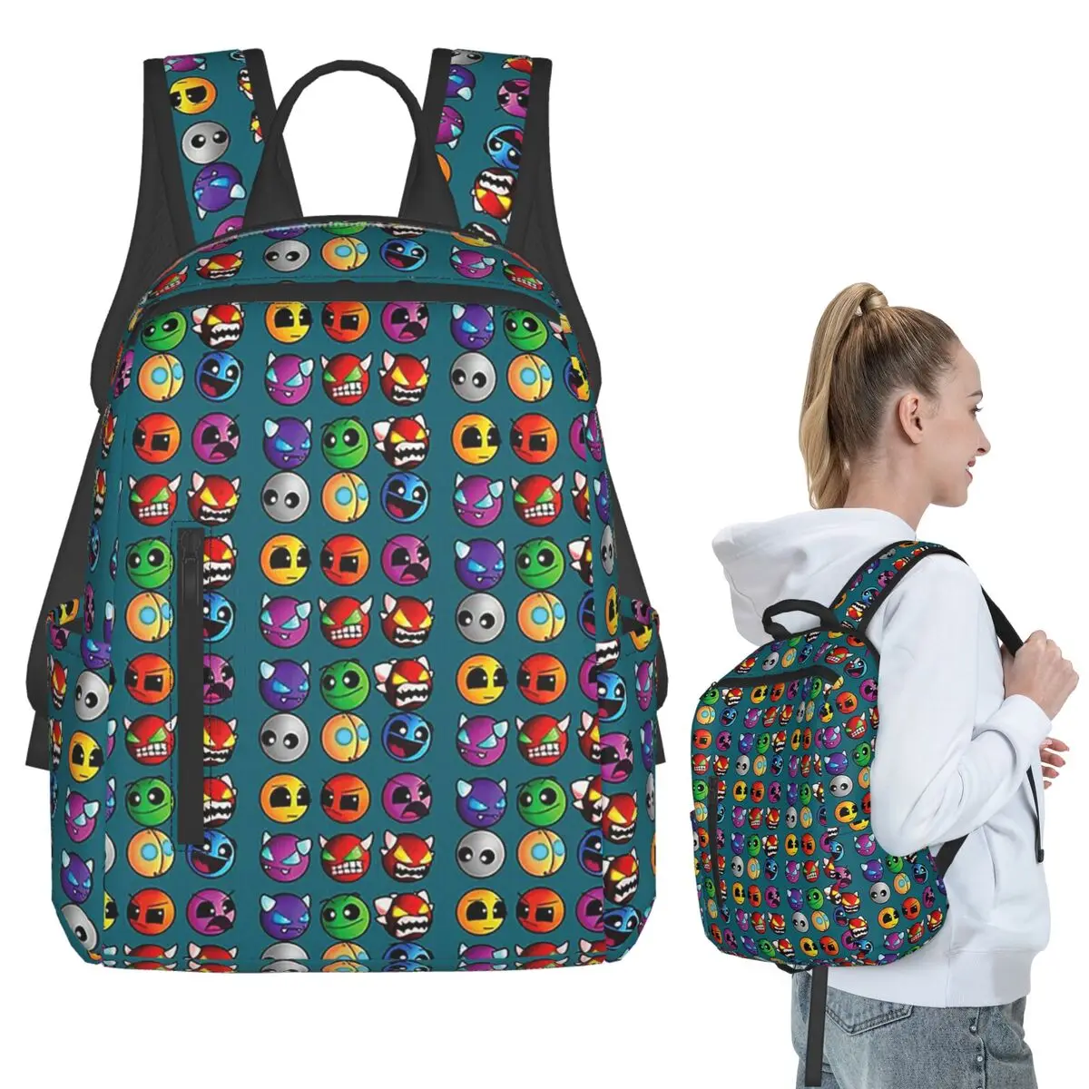 

Video Game Geometry Dash Backpack Student BookBag Children School Bag Computer Shoulder Bags Men Women