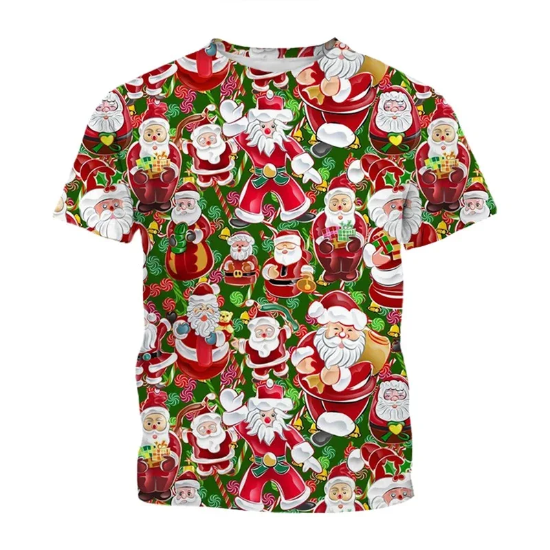 Summer fashion creative design Christmas patterns 3D printing casual personality Harajuku style warm and comfortable T-shirt ﻿