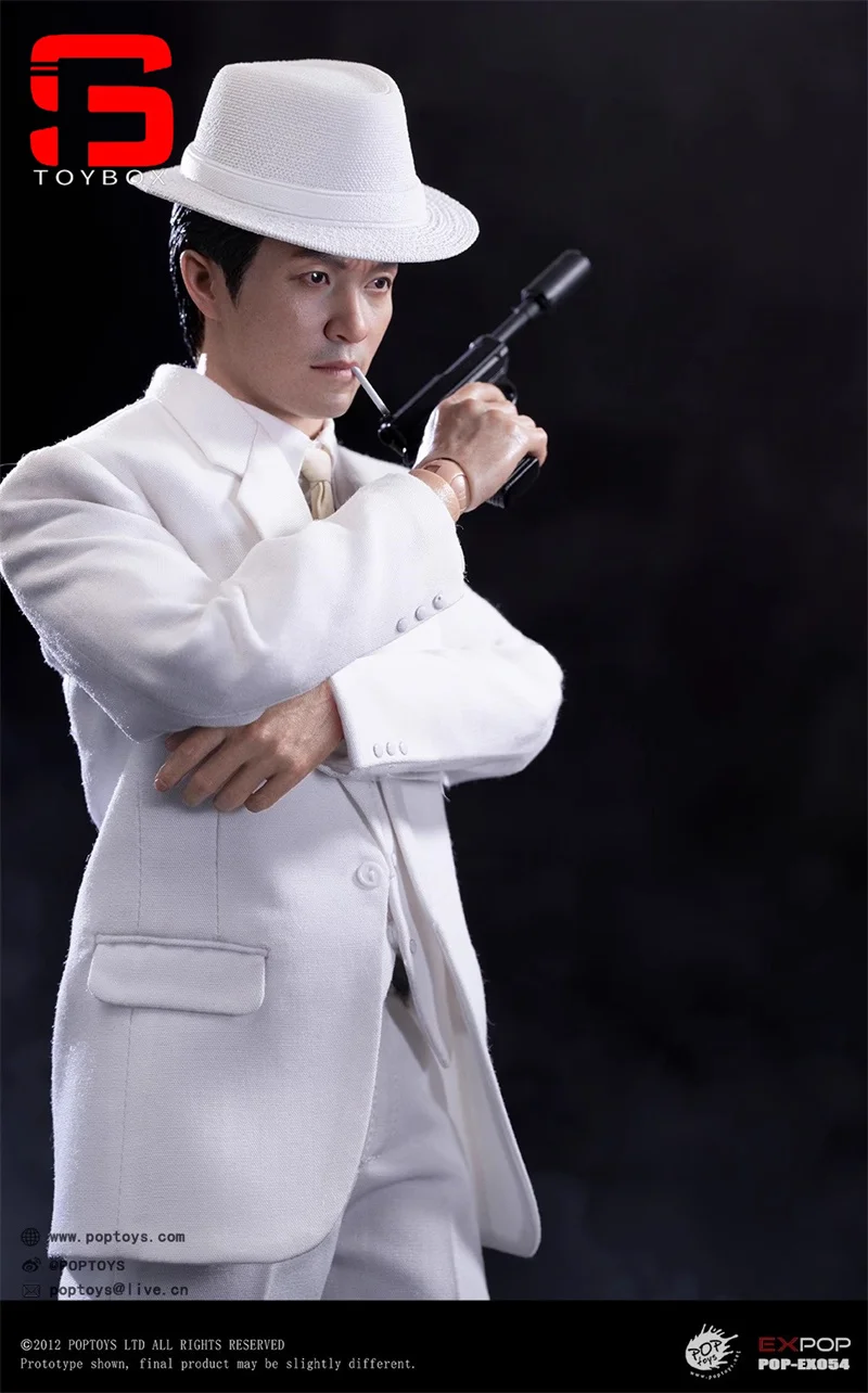 ในสต็อก POPTOYS EX054 1/6 Scale ตัวแทนรักชาติ Stephen Chow สีขาวสูทชุดเต็มชุด 12 "Action Figures