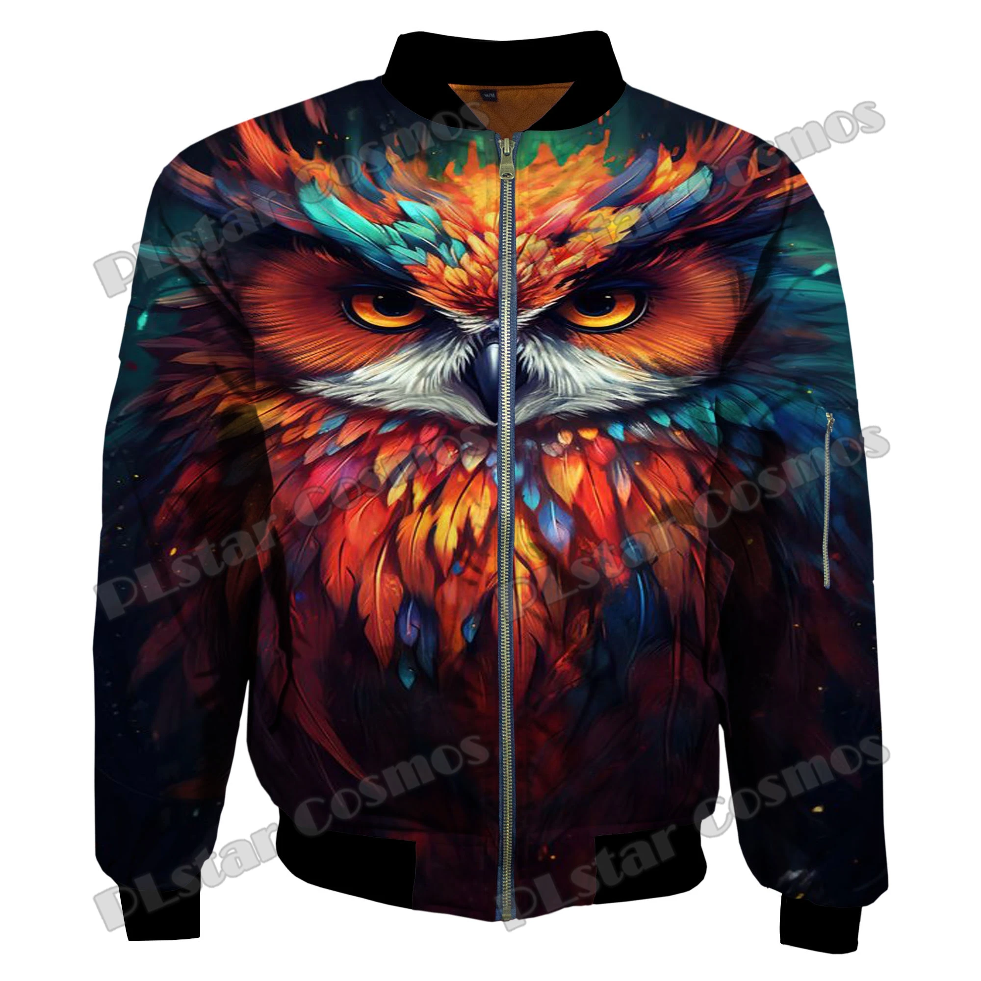 Winter Fashion Men's Bomber Jacket Animal Owl Pattern 3D All Over Printed Warm Thick zipper Jacket Unisex Casual Coat FY16