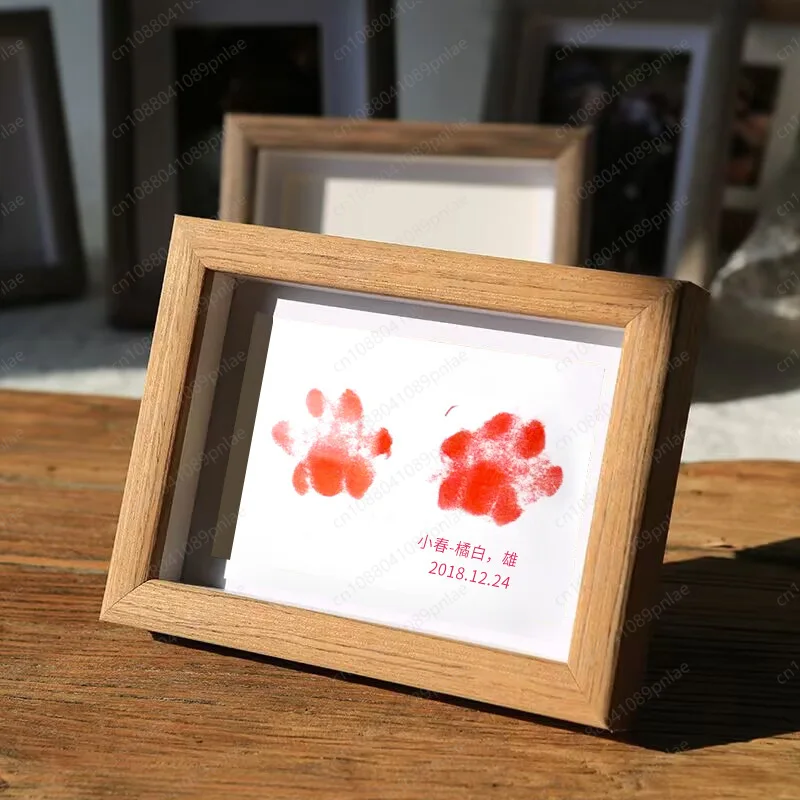 

Цветная фоторамка дерева + фоторамка с принтом лап кошки и собаки, 2 листа бумаги для печати