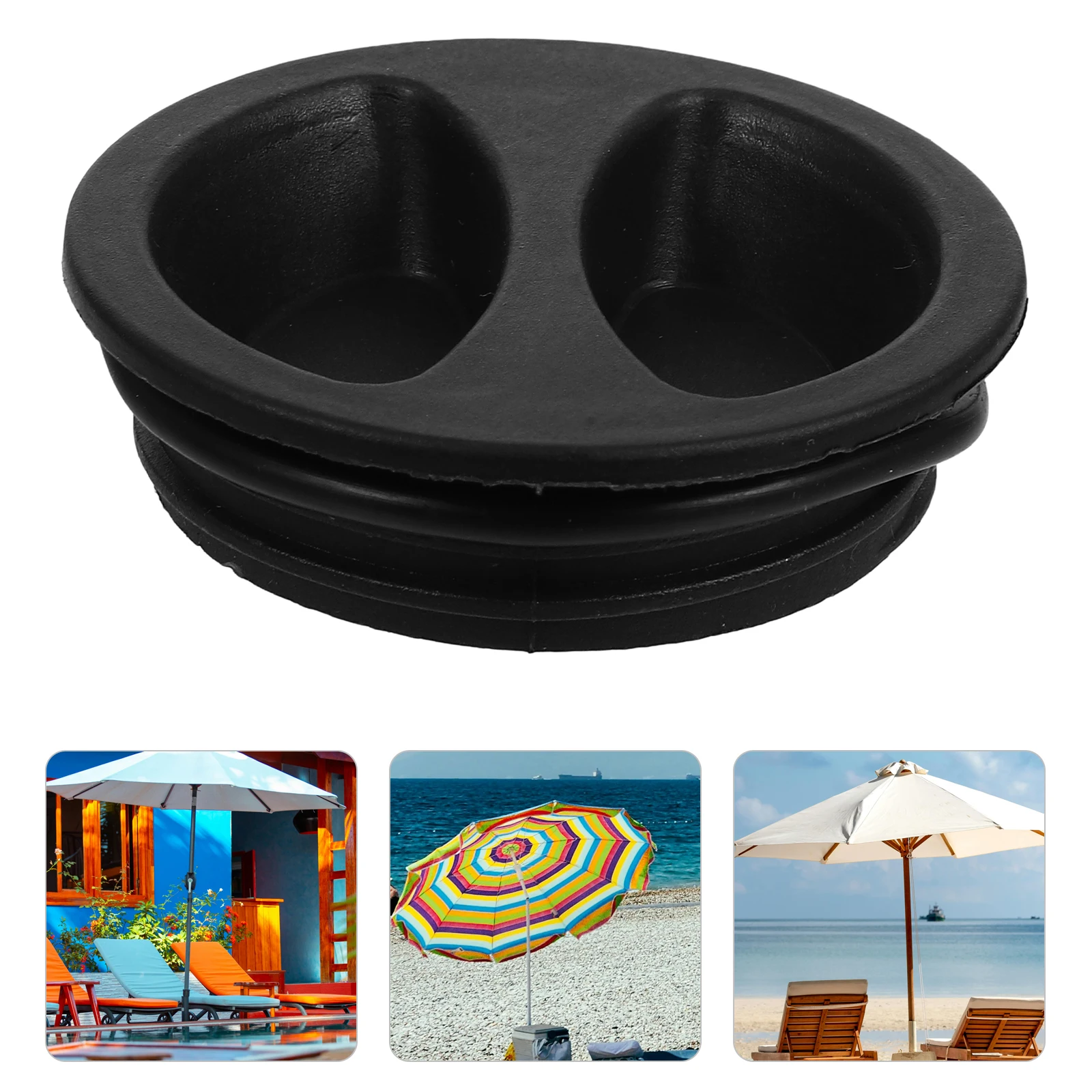 

2pcs Umbrella Base Cover Drainage Hole Waterproof Sun Rain Protection Outdoor Patio Easy Installation Durable Black 5Cm