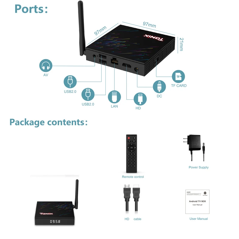 Tanix TX68 Smart TV Box Android14.0 Allwinner H618 TV Box 2.4G&5G