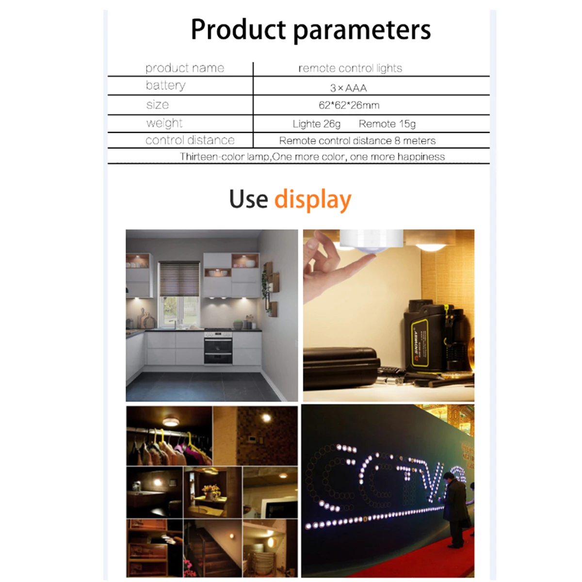 

2pcs Smart Cabinet Led Lights Adjustable Brightness Touch Panel Warm White Wireless Remote Control Cabinet Light For Kitchen